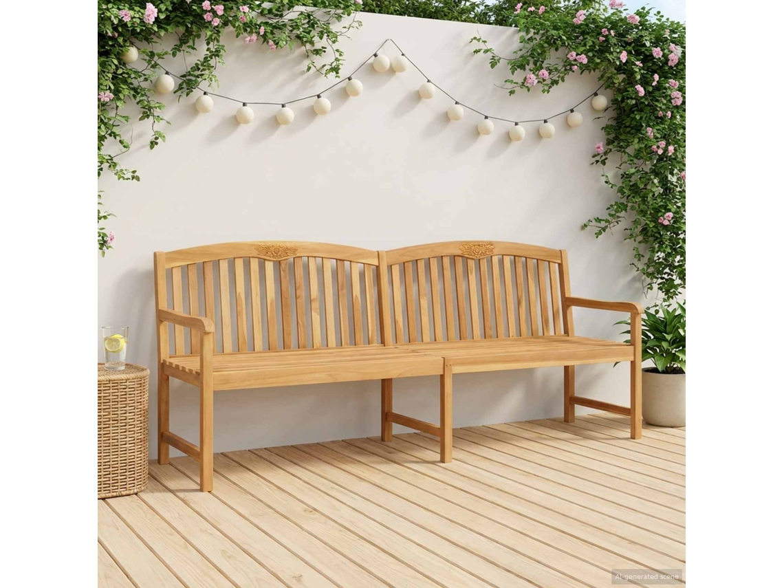 Vidaxl Banco Rosa Esculpido À Mão 228 X 60 X 90 Cm Natural