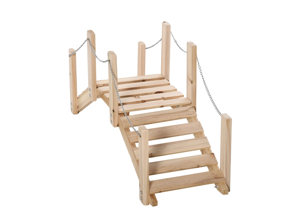 Ponte Do Jardim, Design Em Madeira Natural, Corrimão Robusto, Caqui