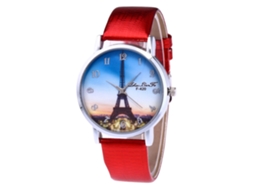 Relógio feminino Zhoulianfa Fashion Watch com pulseira de couro, quartzo, estampa de crocodilo vermelha, modelo F-420x.