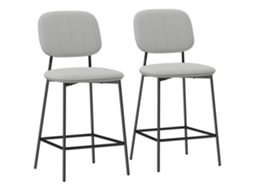 Conjunto de 2 Bancos Alto Poliéster e Aço Cor Cinza Claro 45x49x102 cm Homcom