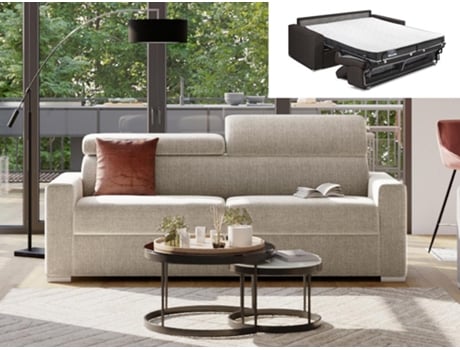 Sofá Cama DUNLOPILLO (216 x 94 x 100 Tamanho Cama: 160 - 179 cm - Veludo - Bege)