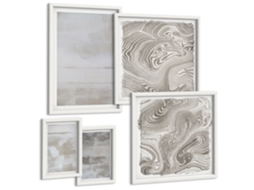 Composição De Quadros Decorações Com Padrões De Plantas Boho Moldura Branca Imagens Para Um Quarto Infantil Espelharte (conjunto De 5 Imagens)