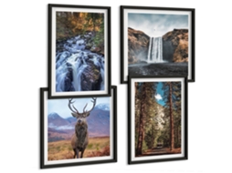 Composição De Quadros Paisagens De Montanha E Natureza Selvagem Espelharte (4 Peças)