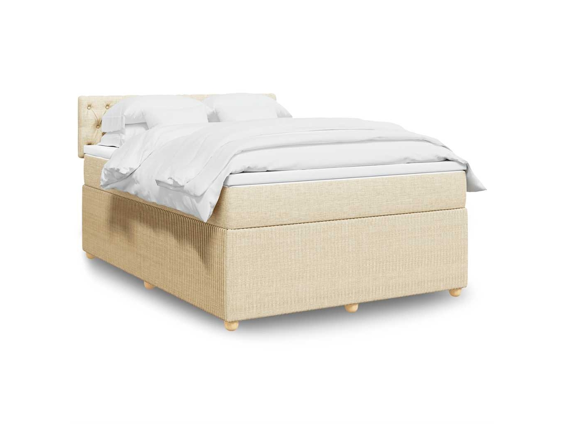 Vidaxl Cama Com Molas/colchão 140x200 Cm Tecido Cor Creme