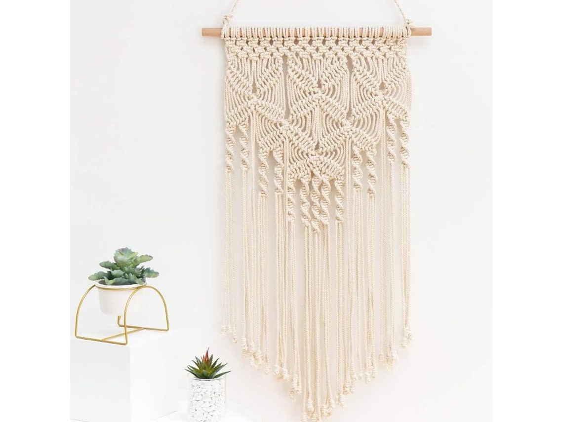 2026 tapestry Tejido Boho Decorativo para Sala Dormitorio, Beige Crema, Arte Bohemio de Cuero Madera