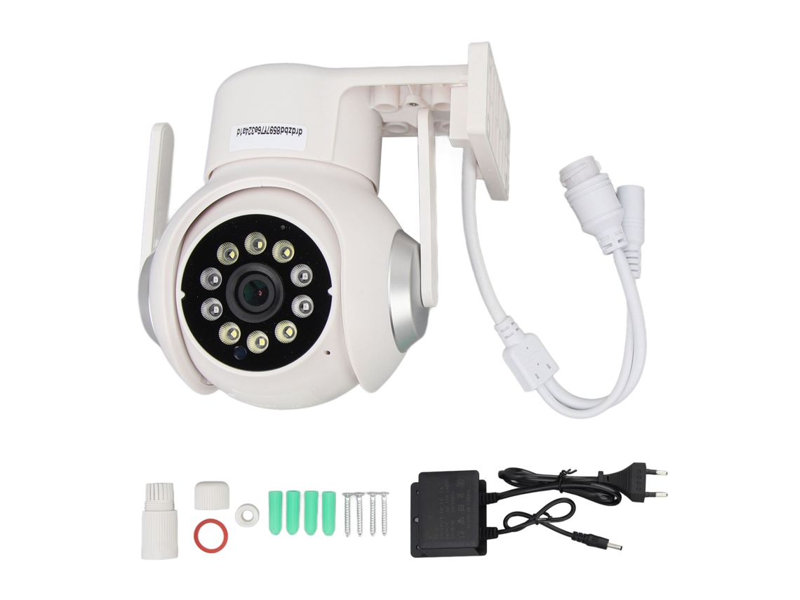 Câmara De Segurança Exterior Wifi Ip66 Visão Noturna Em Cor Com Áudio Bidirecional Plug Eu 110-240v Para Parque, Escritório E Armazém