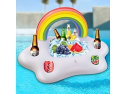 Estação De Bebidas Flutuante, 51 X 90 Cm, Inflável Com Design De Nuvem Arco-íris E Feita De Pvc Resistente, Para Festas Inesquecíveis Na Piscina.