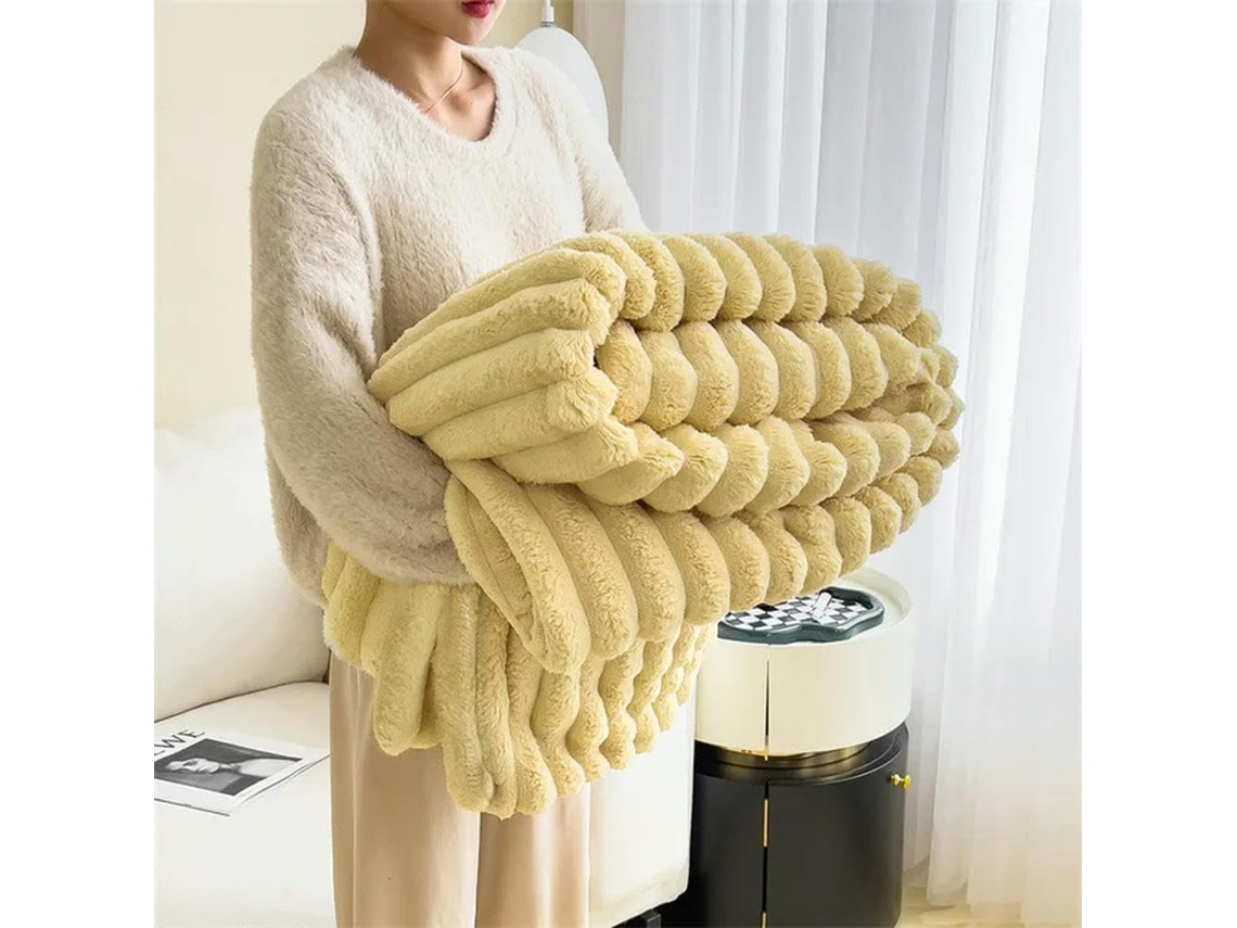 Cobertor de Pelúcia Artificial Quentinho com Estampa Coelho Perfeito para o Outono Feito em Fleece Coral Macio