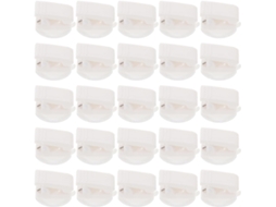Conjunto de 50 clipes adesivos de acrílico transparente para paredes, pequenos clipes giratórios com mola para fixação.