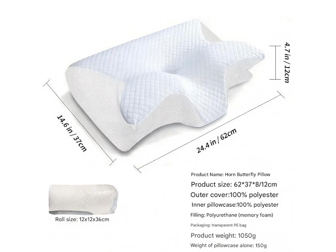 Lurelia Travesseiro Cervical, 1 Unidade, Espuma Viscoelástica, Ergonómico, Ortopédico, Capa Lavável, Para Dormir De Lado, Preto