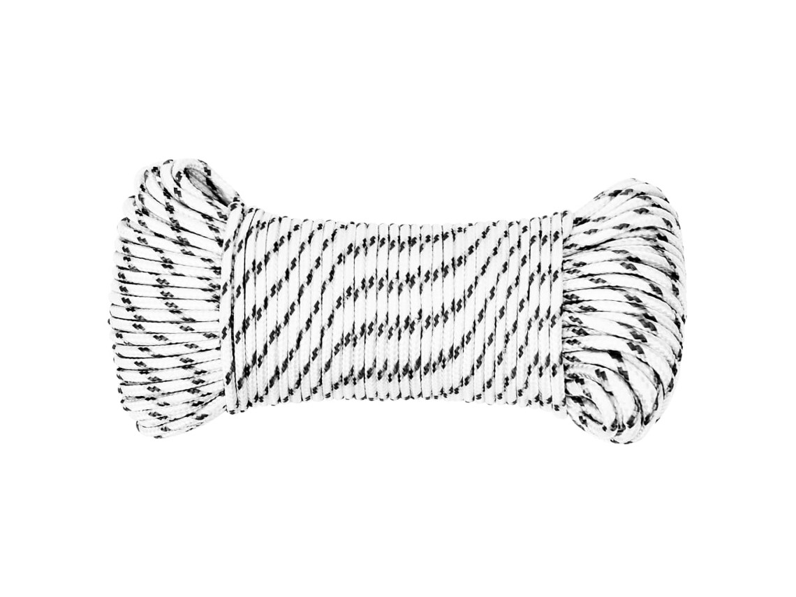 Corda Trançada para Barco 4 Mm X 50 M Poliéster Branco HARLANV1