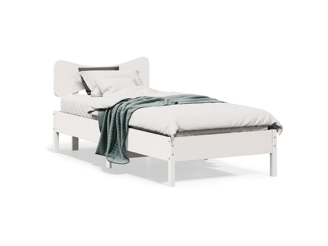 Vidaxl Cama Sem Colchão 75x190 Cm Madeira De Pinho Maciça Branco