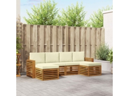 Vidaxl Conjunto De Sofás Para Exterior 6 Unid. Natural E Creme