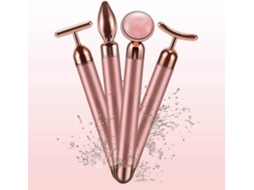 Masajeador Facial de Pulso 4 em 1, Rodillo Jade Elétrico Cuarzo Rosa, para Frente, Mejilla, Cu Ello, Brazo, Ojos, Nariz, a GOKOCO