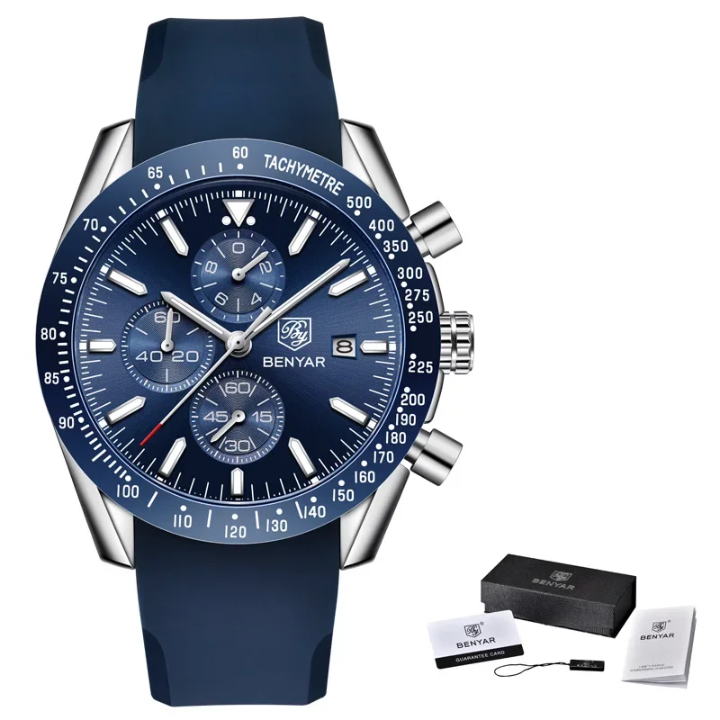 (azul Silicone) Relógio De Aço De Alta Qualidade, À Prova D'água, Adequado Para Ocasiões Casuais E Esportivas.