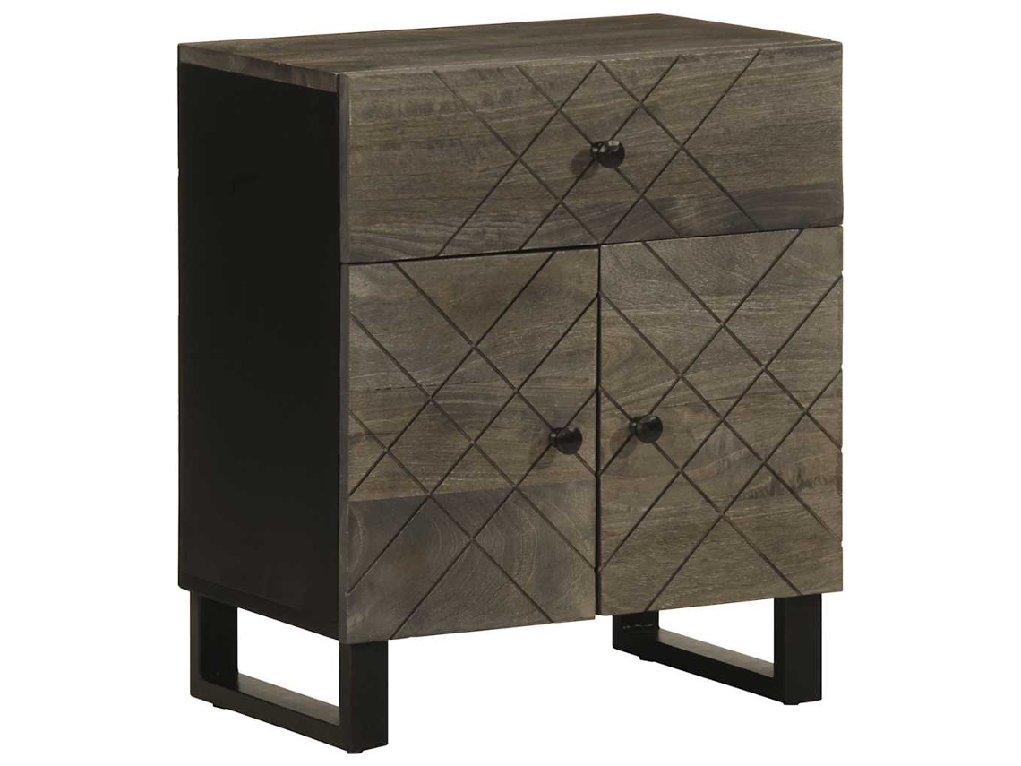 Vidaxl Mesa De Cabeceira 50x33x60 Cm Madeira De Mangueira Maciça Preto