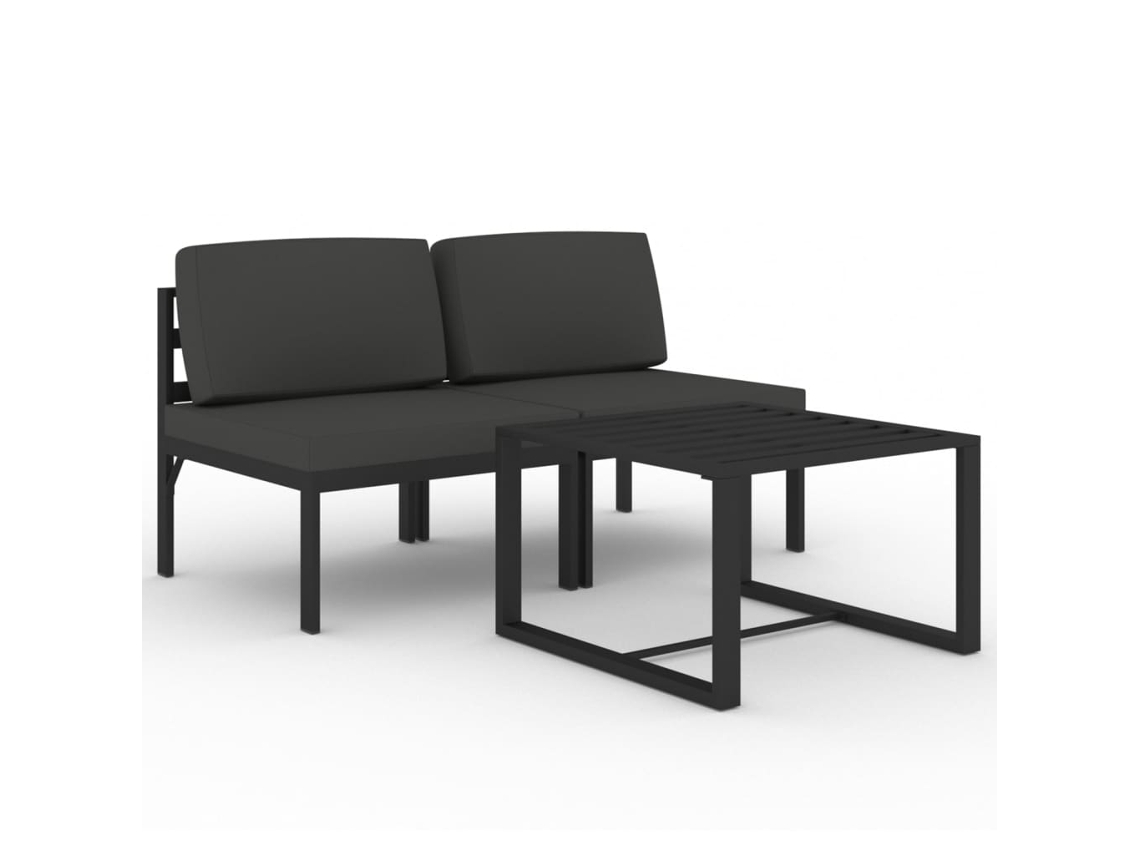 Conjunto de 3 espreguiçadeiras de jardim com almofadas em alumínio antracite MAISON EXCLUSIVE