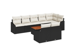 Conjunto 9 Sofá De Jardim Vidaxl Preto Vime Pe (55 X 55 X 37 Cm)