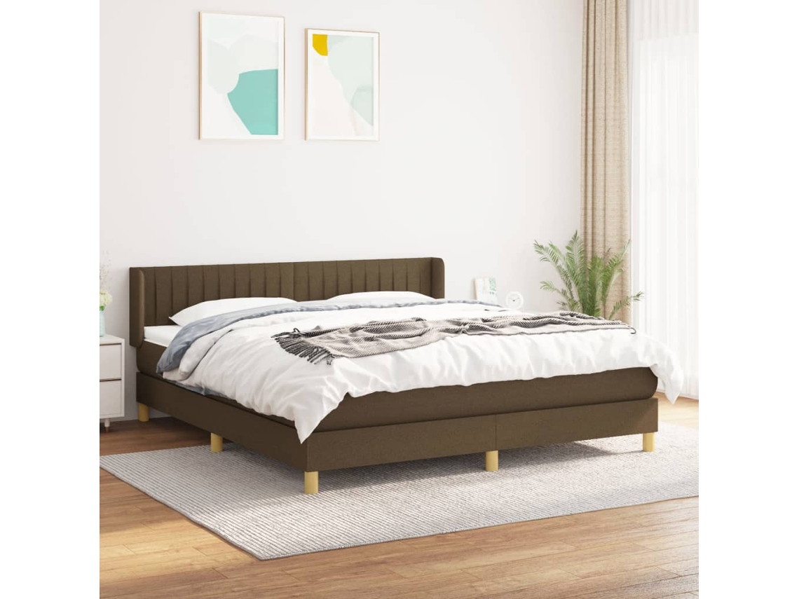 Vidaxl Cama Com Molas/colchão 180x200 Cm Tecido Castanho-escuro