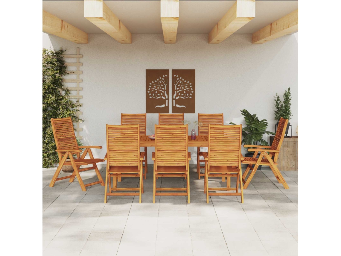 Vidaxl Conjunto De Jantar Para Jardim 9 Pcs Castanho