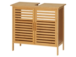 Unidade Banheiro Bambu 66x29x61,5cm Com 2 Portas, Móvel Funcional