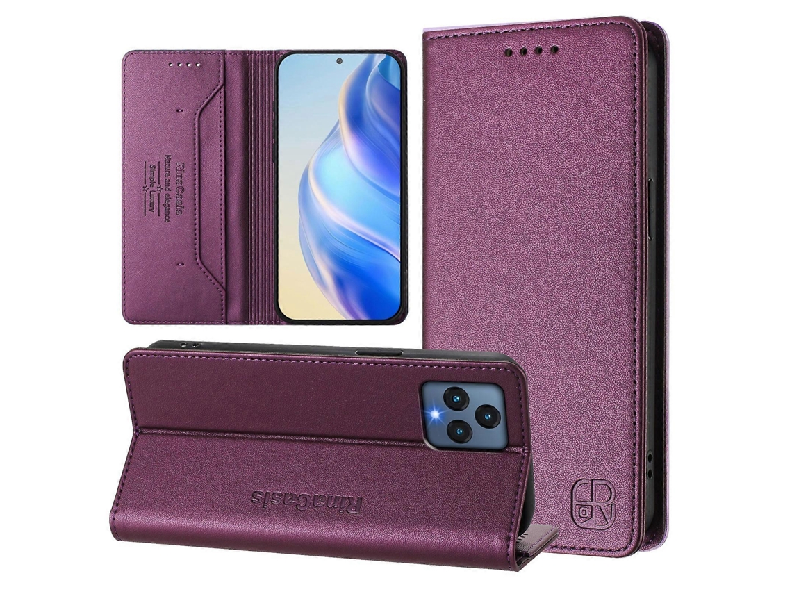 Capa De Couro Para Celular Rc01 Com Dupla Dobra Magnética E Rfid