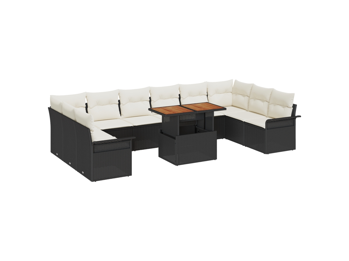 Conjunto 11 Conjunto De Sofá Modular Vidaxl Preto Vime Pe (100 X 55 X 73 Cm)