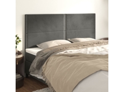 Vidaxl Cabeceira Cinza Escuro 200x5x118/128 Cm Veludo