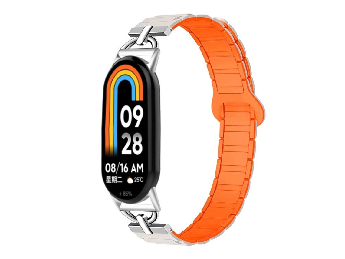 Bracelete para Xiaomi Smart Band 10/9/8 Silicone com Três Esferas em Formato de D Laranja Starlight XIAOMOYU