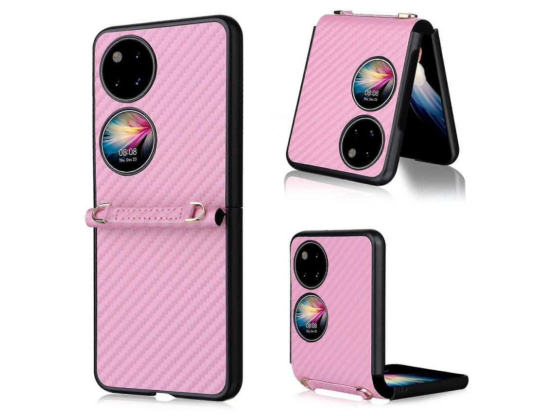 Capa De Celular De Bolso Com Textura De Fibra De Carbono Pu Tpu Para Huawei P50
