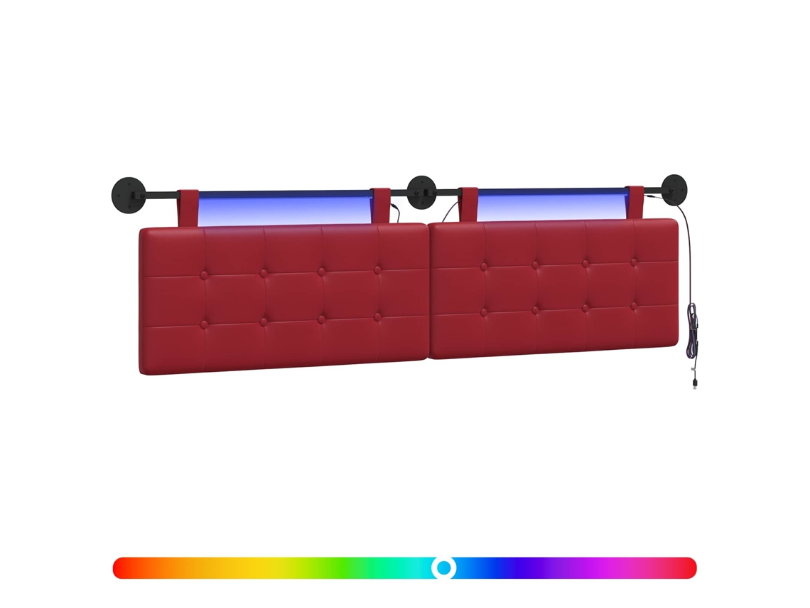Conjunto 1 Cabeceira Suspensa Vidaxl Vermelho Couro Sintético (170 X 55 X 5 Cm)