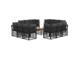 Vidaxl Conjunto de Sofás para Exterior 13 Pcs Preto e Cinza Escuro