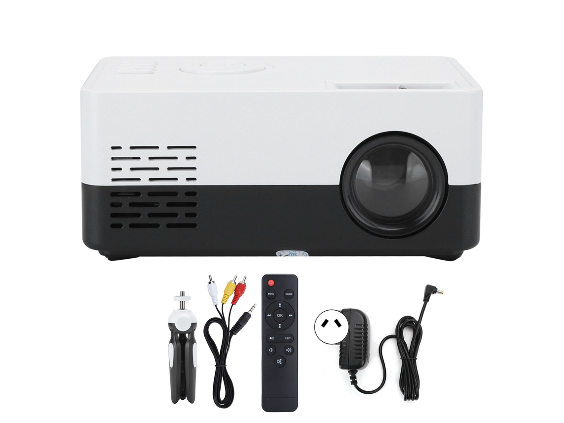 Aetheria projetor Portátil Mini Led Home Theater com Suporte 100‑240v Preto Branco Plug Au