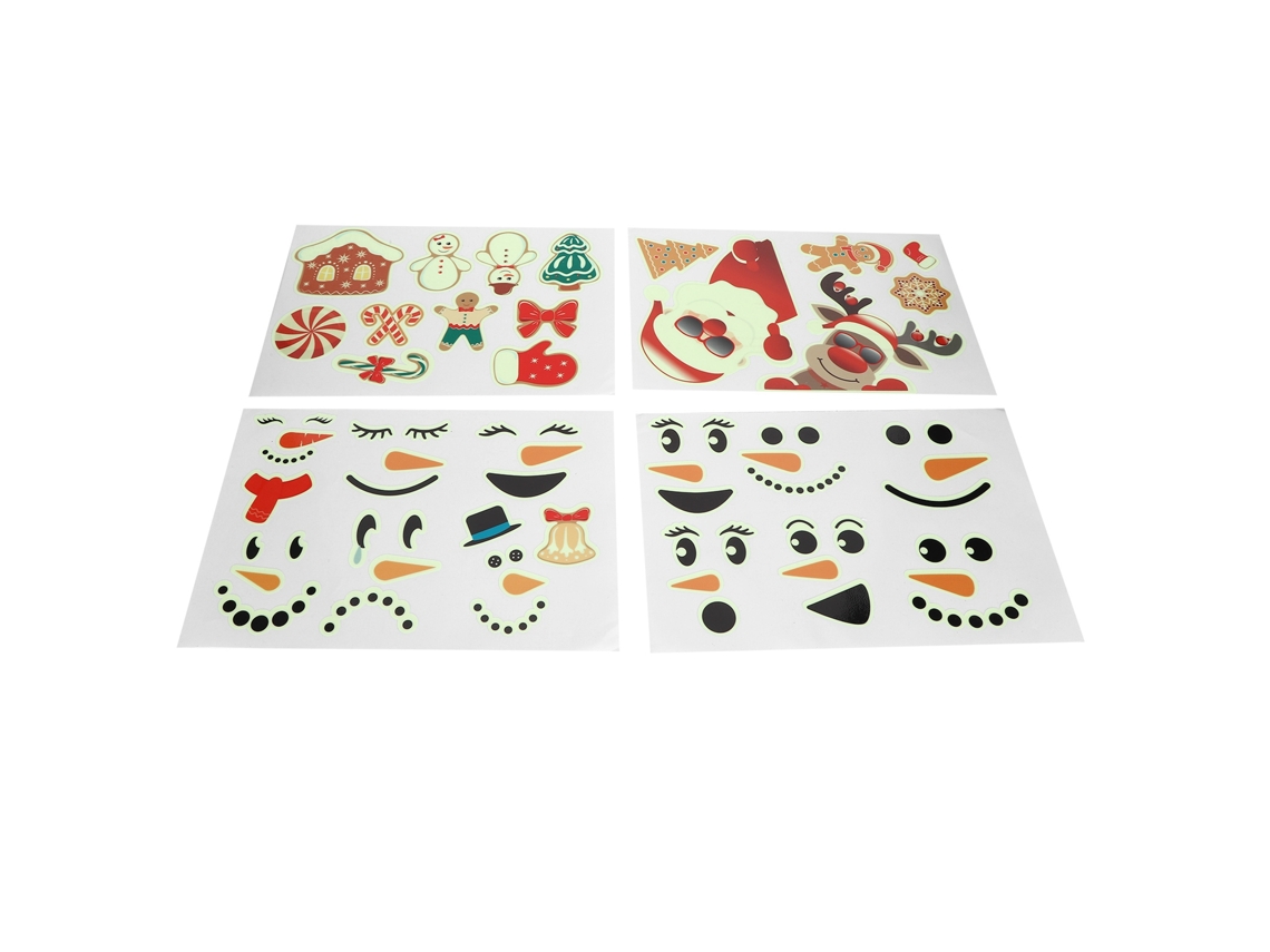 Adesivos de Natal Luminosos Papai Noel Boneco de Neve Elmo | S/MARCA