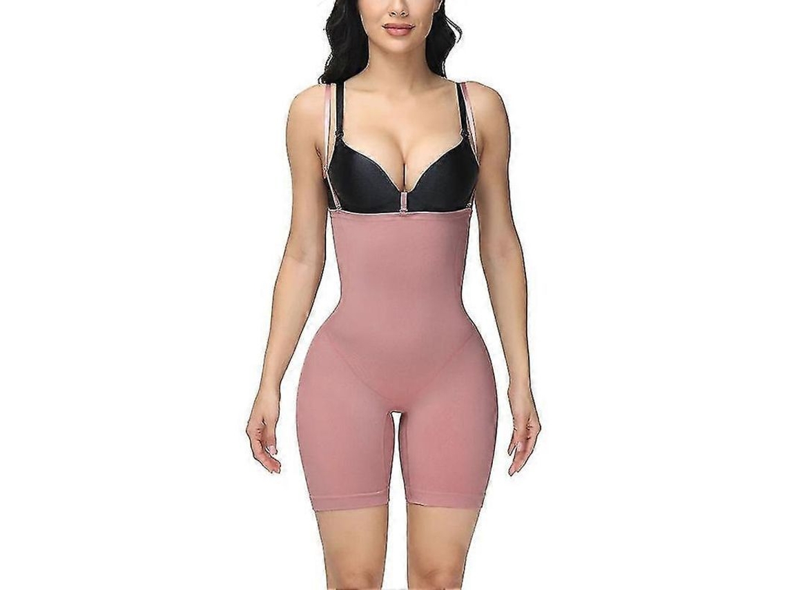 Calcinha Legging Skinny De Nylon Elastic Com Controle Abdominal E Apoio Para Bumbum, Comoda E Curta Até Joelho Rosa