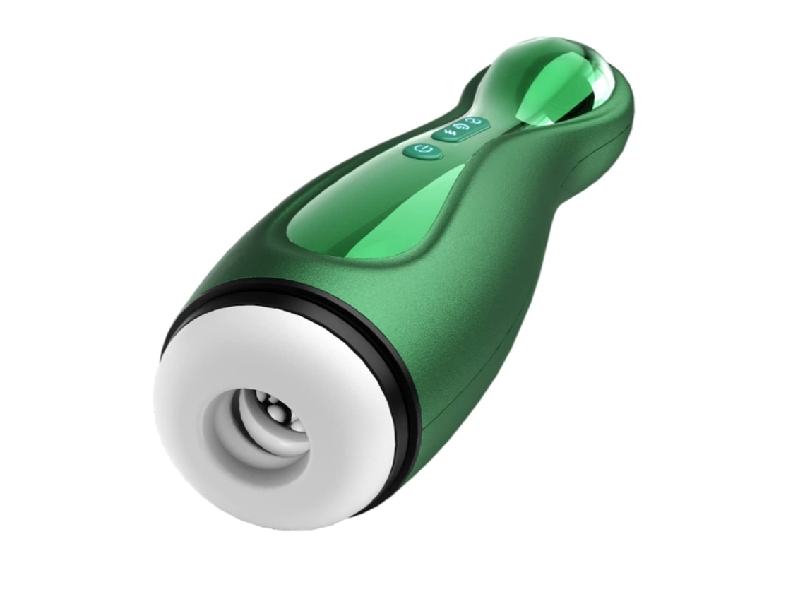 Masturbador Masculino Automático de Sucção com 3 Sucções e 6 Vibrações, Brinquedo Sexual Masculino Adulto, Verde