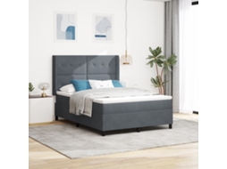 Cama Box Com Colchão Cinza Escuro 160x200 Cm Veludo