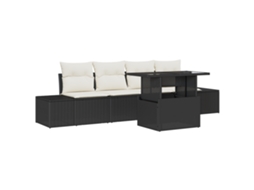 Conjunto 5 Conjunto De Sofá De Jardim Vidaxl Preto Vime Pe (100 X 55 X 73 Cm)