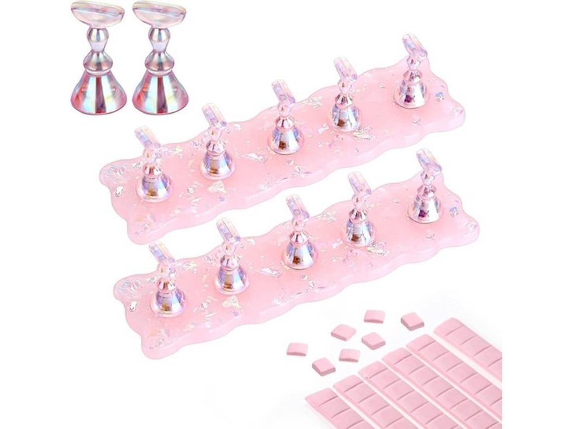 Conjunto De 2 Displays De Acrílico Com Suporte Magnético - Ideal Para Aplicar Unhas Com Pressão