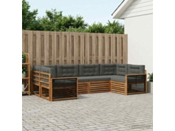Vidaxl Conjunto De Sofás Para Exterior 6 Unid. Natural E Antracite