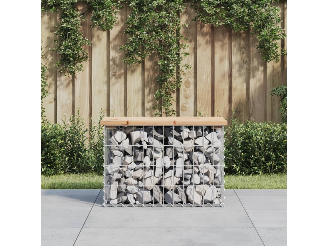 Vidaxl Banco De Jardim C/ Design Gabião 63x31,5x42 Cm Pinho Maciço