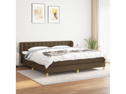 Vidaxl Cama Com Molas/colchão 200x200 Cm Tecido Castanho-escuro