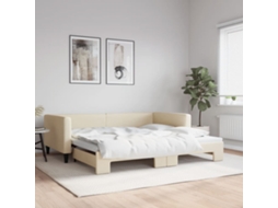 Vidaxl Sofá-cama Com Gavetão 100x200 Cm Tecido Cor Creme