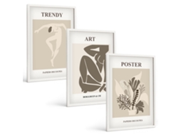 Conjunto De Pinturas Figuras De Plantas Por Matisse Espelharte (3 Peças 40x60 Cm)