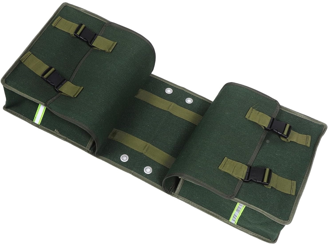 Alforje vintage em lona resistente, 30 x 28 x 18-21 cm, para motocicleta.