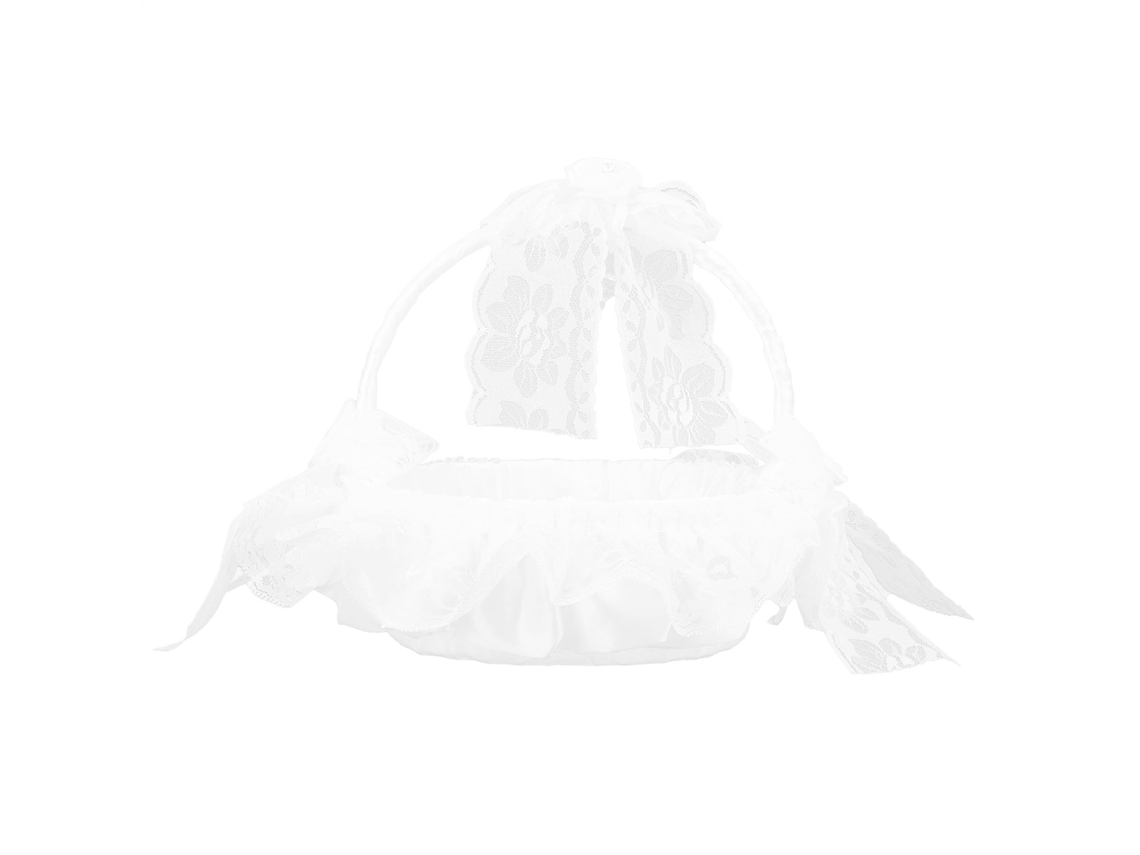 Cesta de Flores de Casamento com Renda Branca Romântica Leve Elegante para Decoração de Casamento | S/MARCA