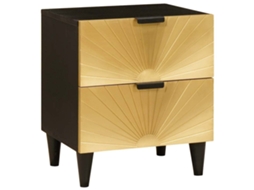 Vidaxl Armário De Cabeceira Preto E Ouro 40 X 33 X 46 Cm