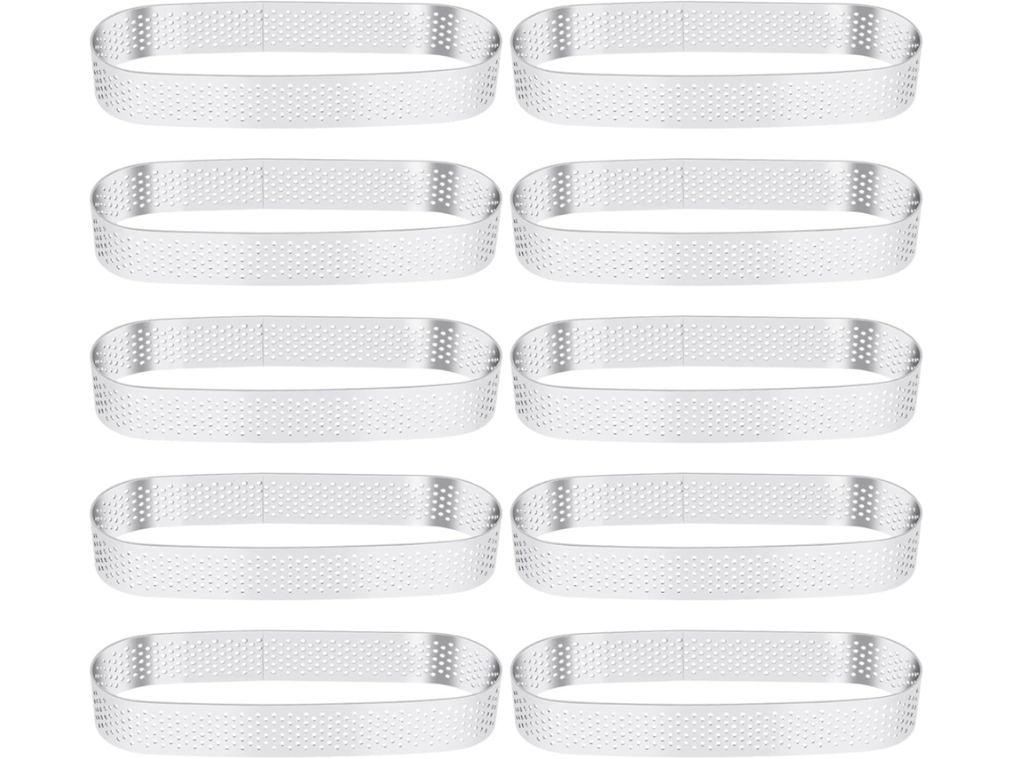 Conjunto De 10 Formas Ovais Perfuradas Para Tarte, Assadas E Pastéis, Em Aço Inoxidável. Gokoco