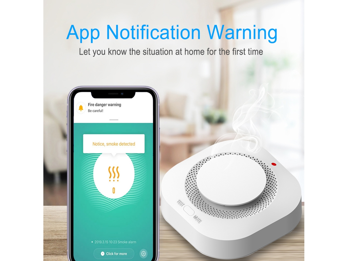Detector De Fumo Sem Fio Tuya Sensível Para Casa