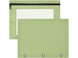 Conjunto de 2 Estojos com Janela Transparente 3 Furos para Folhas A4 e Cartas Material Escolar Cor: Grama Ma